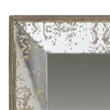 Filo 15 Inch Square Accent Wall Mirror Raised Edges Silver Wood Frame By Casagear Home BM286154