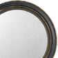 24 Inch Round Wall Mount Mirror Molded Trim Wood Frame Distressed Brown By Casagear Home BM286156