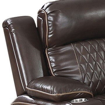 Xiu 38 Inch Power Recliner Chair USB Port Storage Faux Leather Brown By Casagear Home BM286284