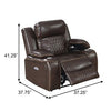 Xiu 38 Inch Power Recliner Chair USB Port Storage Faux Leather Brown By Casagear Home BM286284