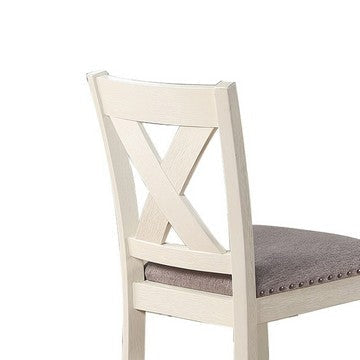 Joss 40 Inch Cottage Wood Counter Height Chair Set of 2 Gray Seat Cream By Casagear Home BM286287