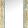 57 Inch Accent Wall Mirror Thick Fir Wood Frame Gold Leaves and Flowers By Casagear Home BM286309