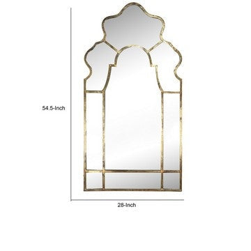 55 Inch Wall Mirror Curved Scalloped Victorian Design Gold Metal Frame By Casagear Home BM286310