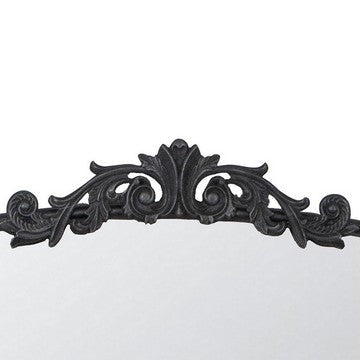 Kea 41 Inch Wall Mirror Black Curved Arched Metal Frame Baroque Design By Casagear Home BM286407