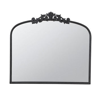 Kea 41 Inch Wall Mirror, Black Curved Arched Metal Frame, Baroque Design By Casagear Home