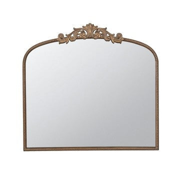 Kea 41 Inch Wall Mirror, Gold Curved Arched Metal Frame, Baroque Design By Casagear Home