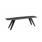 Salz 60 Inch Modern Dining Bench, Acacia Wood, Live Edge, Gray, Black By Casagear Home