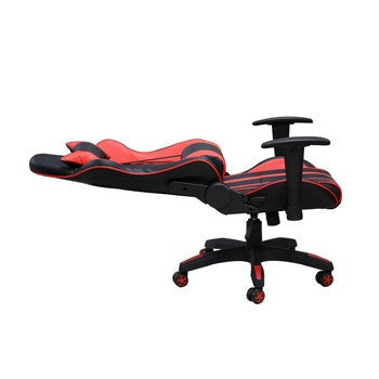 22 Inch Office Gaming Chair Red Black Faux Leather with Back Pillows By Casagear Home BM286422