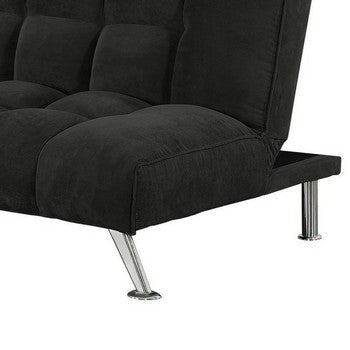 75 Inch Sofa Bed Pocket Coils and Spring Stylish Tufted Black Fabric By Casagear Home BM286431