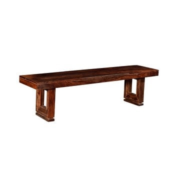 Sari 70 Inch Dining Bench, Dark Acacia Wood, Unique Salvaged Design, Brown By Casagear Home