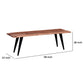 Zor 58 Inch Dining Bench Live Edge Acacia Wood Light Oak Brown Black By Casagear Home BM286508