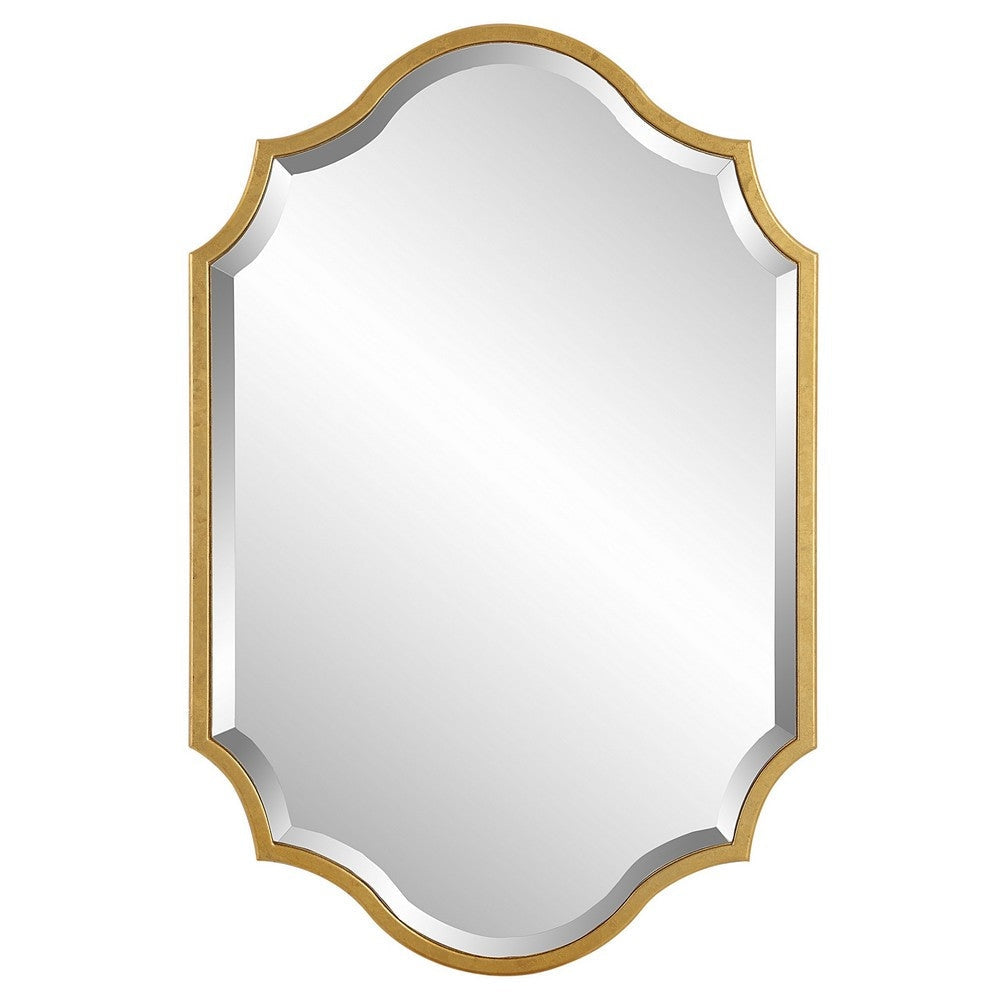 27 x 41 Modern Beveled Mirror in Classic Metal Frame, Gold Leaf Finish By Casagear Home