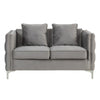 Zion 53 Inch Accent Loveseat Handmade Nailhead Trim Tufted Gray Velvet By Casagear Home BM286570