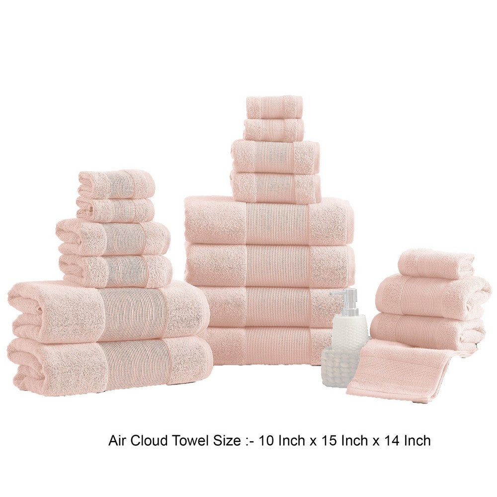 Lyra 18 Piece Ultra Soft Towel Set Absorbent Textured Cotton Blush Pink By Casagear Home BM287464