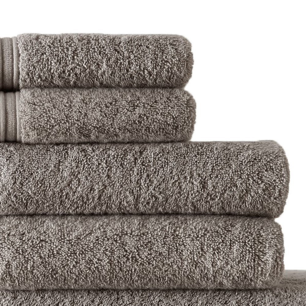 Gem 6 Piece Towel Set Soft Turkish Cotton Absorbent Texture Dark Gray By Casagear Home BM287466