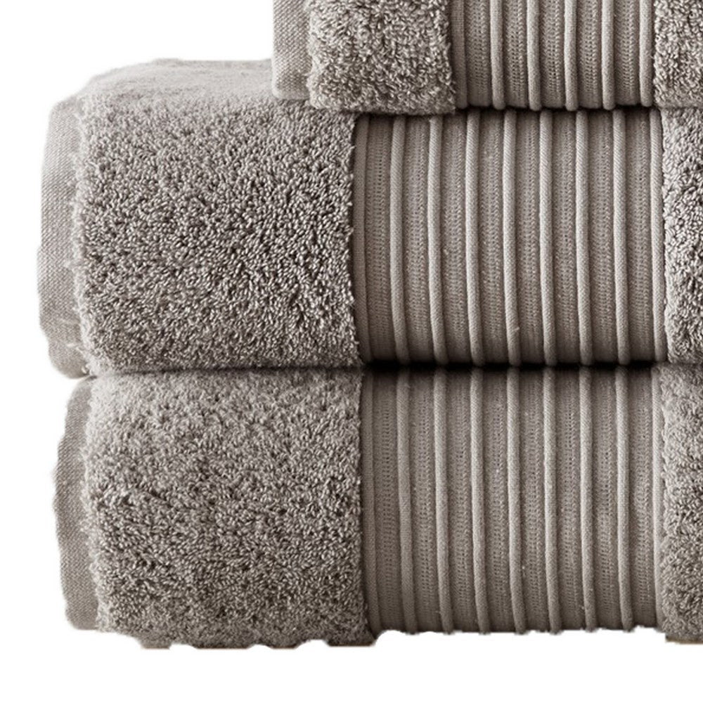 Gem 6 Piece Towel Set Soft Turkish Cotton Absorbent Texture Dark Gray By Casagear Home BM287466