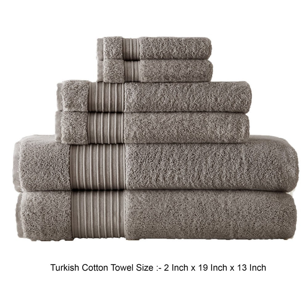 Gem 6 Piece Towel Set Soft Turkish Cotton Absorbent Texture Dark Gray By Casagear Home BM287466