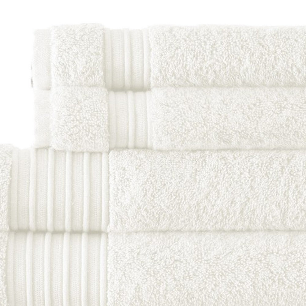 Gem 6 Piece Towel Set Extra Soft Turkish Cotton Absorbent Texture White By Casagear Home BM287471