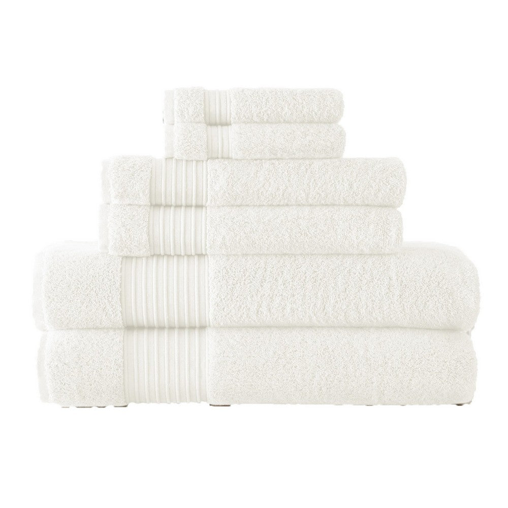 Gem 6 Piece Towel Set, Extra Soft Turkish Cotton, Absorbent Texture, White By Casagear Home