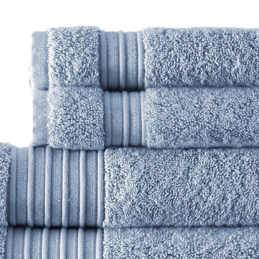 Gem 6 Piece Towel Set Soft Turkish Cotton Absorbent Texture Denim Blue By Casagear Home BM287474