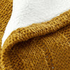 Lois 50 x 60 Throw Blanket with Cable Knit and Sherpa Acrylic Gold White By Casagear Home BM287490