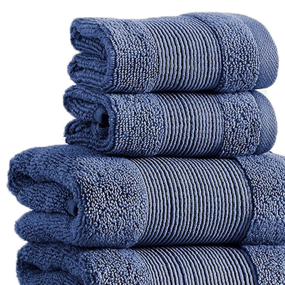 Lyra 18 Piece Ultra Soft Towel Set Absorbent Textured Cotton Navy Blue By Casagear Home BM287496