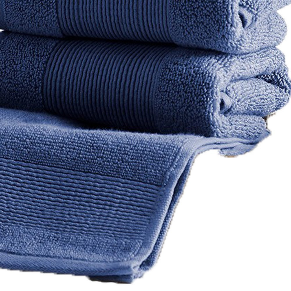 Lyra 18 Piece Ultra Soft Towel Set Absorbent Textured Cotton Navy Blue By Casagear Home BM287496