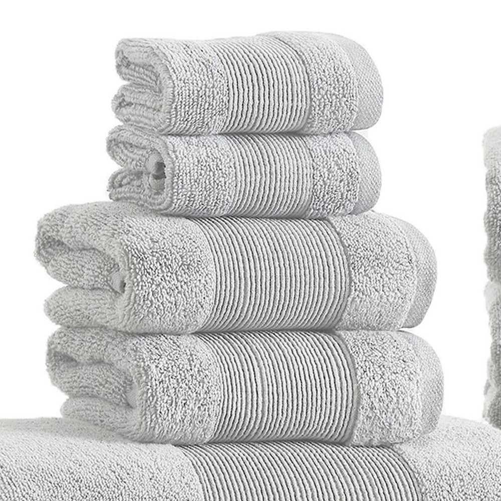 Lyra 18 Piece Ultra Soft Towel Set Absorbent Textured Cotton Yarn Gray By Casagear Home BM287498