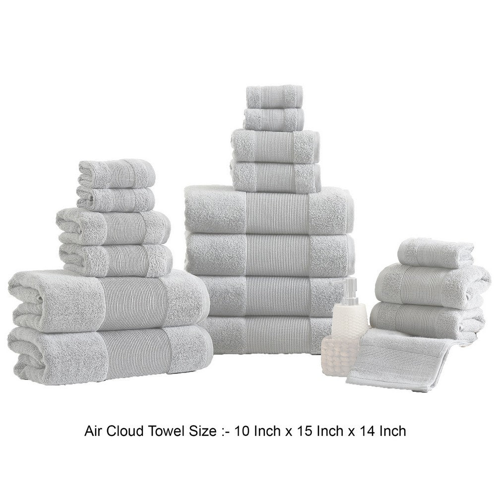 Lyra 18 Piece Ultra Soft Towel Set Absorbent Textured Cotton Yarn Gray By Casagear Home BM287498