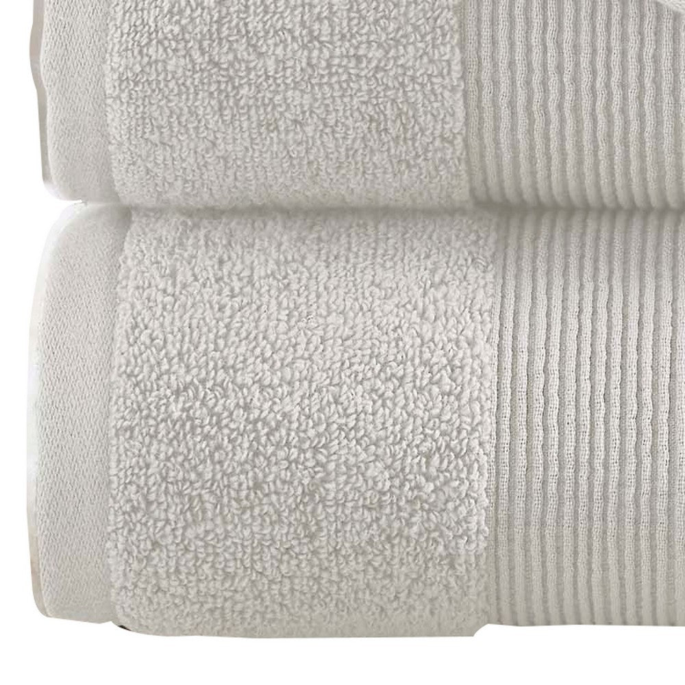 Lyra 2 Piece Ultra Soft Towel Set Cotton Absorbent Shaggy Texture White By Casagear Home BM287501