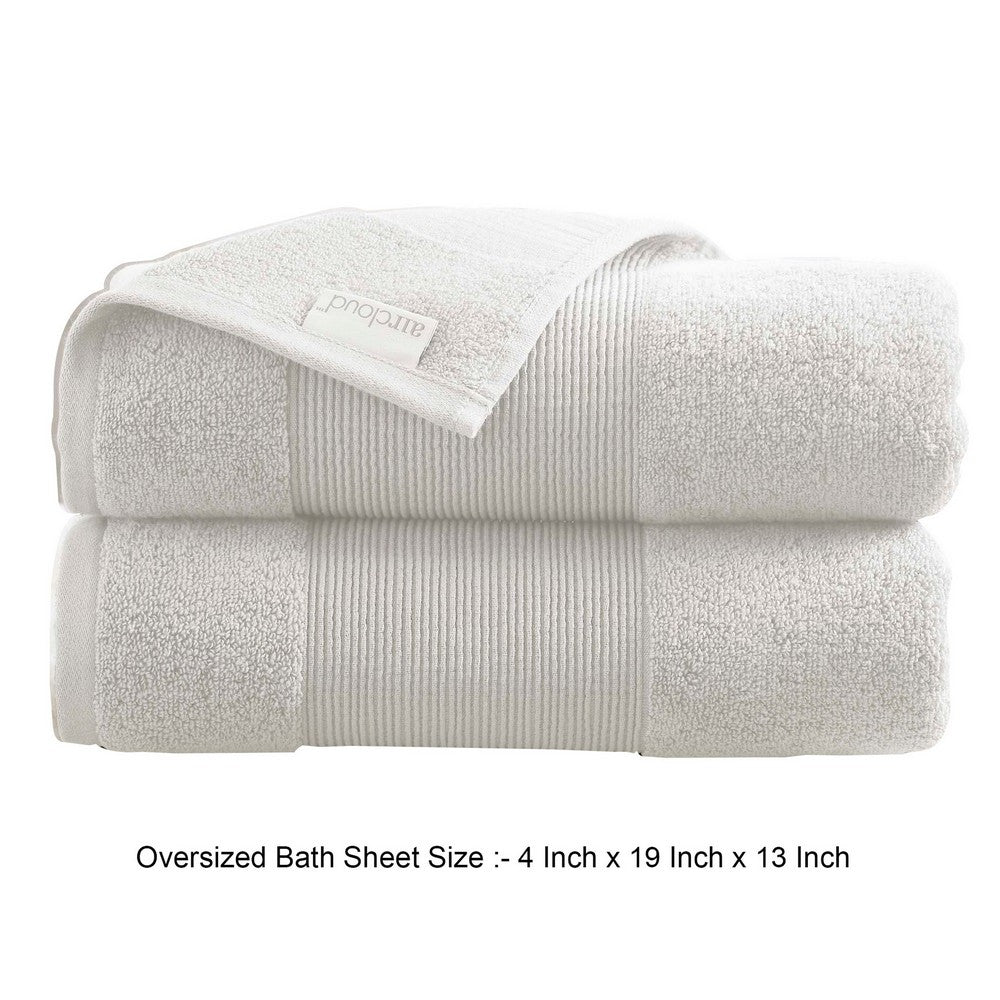 Lyra 2 Piece Ultra Soft Towel Set Cotton Absorbent Shaggy Texture White By Casagear Home BM287501