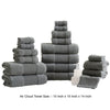 Lyra 18 Piece Ultra Soft Towel Set Absorbent Textured Cotton Charcoal By Casagear Home BM287519