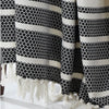 Ida 60 x 70 Throw Blanket with Knitted Cotton Black and White Stripes By Casagear Home BM287531