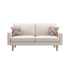 Gala Sofa, Crisp Soft Beige Linen Fabric, 2 Pillows, Brown Solid Wood Frame By Casagear Home