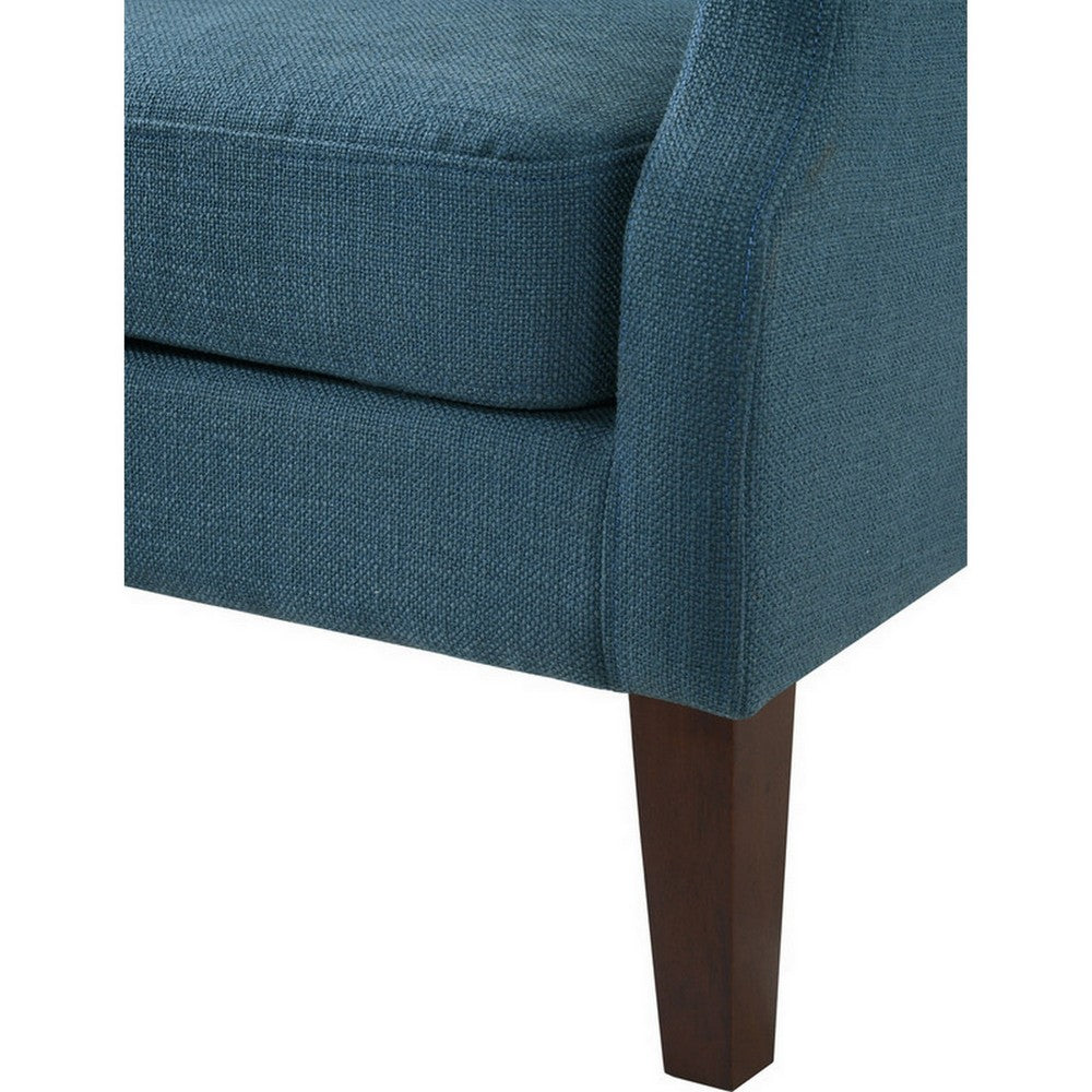 Keva 31 Inch Accent Chair Deep Button Tufted Wingback Smooth Blue Fabric By Casagear Home BM287588