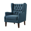 Keva 31 Inch Accent Chair, Deep Button Tufted Wingback, Smooth Blue Fabric By Casagear Home