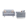 Lewa Armchair and Loveseat Set Tufted Seat Silver Metal Legs Light Gray By Casagear Home BM287610