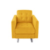 Lewa 34 inch Modern Accent Armchair Silver Metal Legs Tufted Seat Yellow By Casagear Home BM287619