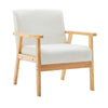 Colin 26 Inch Modern Chair, Padded Cushions, Wood Arms and Legs, Beige By Casagear Home