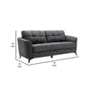 Odin 79 Inch Modern Sofa with Tufted Cushioning Black Frame Gray Velvet By Casagear Home BM287624