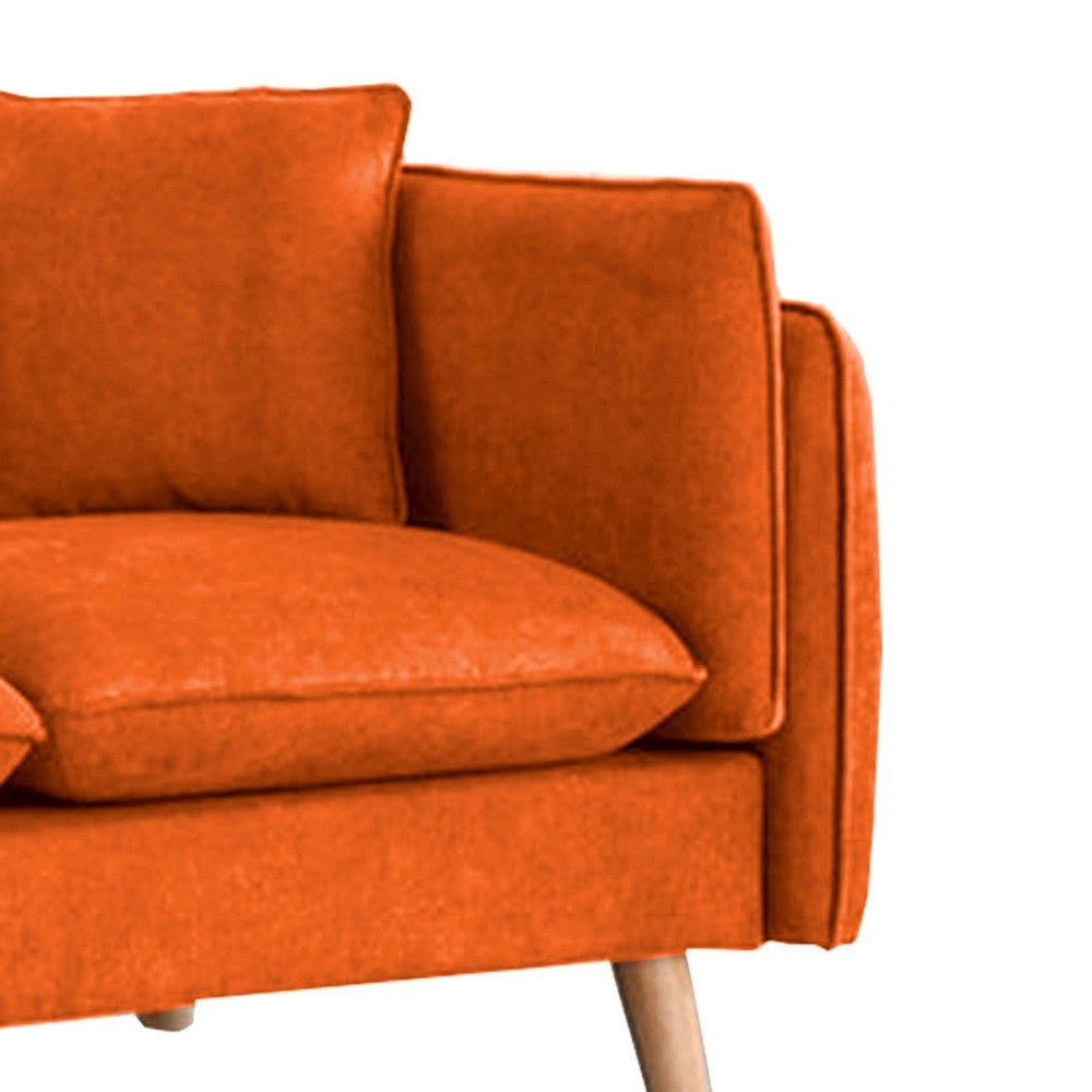 Maci 87 Inch Sectional Sofa Reversible Chaise Orange Fabric Wood Legs By Casagear Home BM287633