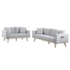 Mico 75 Inch 2 Piece Sofa and Loveseat Set, USB Ports, Light Gray Fabric By Casagear Home