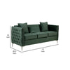 Zion 73 Inch Modern Accent Sofa Deep Button Tufted Sides Green Velvet By Casagear Home BM287650