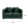 Zion 53 Inch Accent Loveseat Nailhead Trim Button Tufted Green Velvet By Casagear Home BM287658