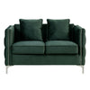 Zion 53 Inch Accent Loveseat, Nailhead Trim, Button Tufted, Green Velvet By Casagear Home