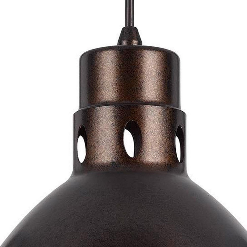 Nico 10 Inch Modern Pendent Light Rust Brown Metal Shade Clean SIlhouette By Casagear Home BM287705