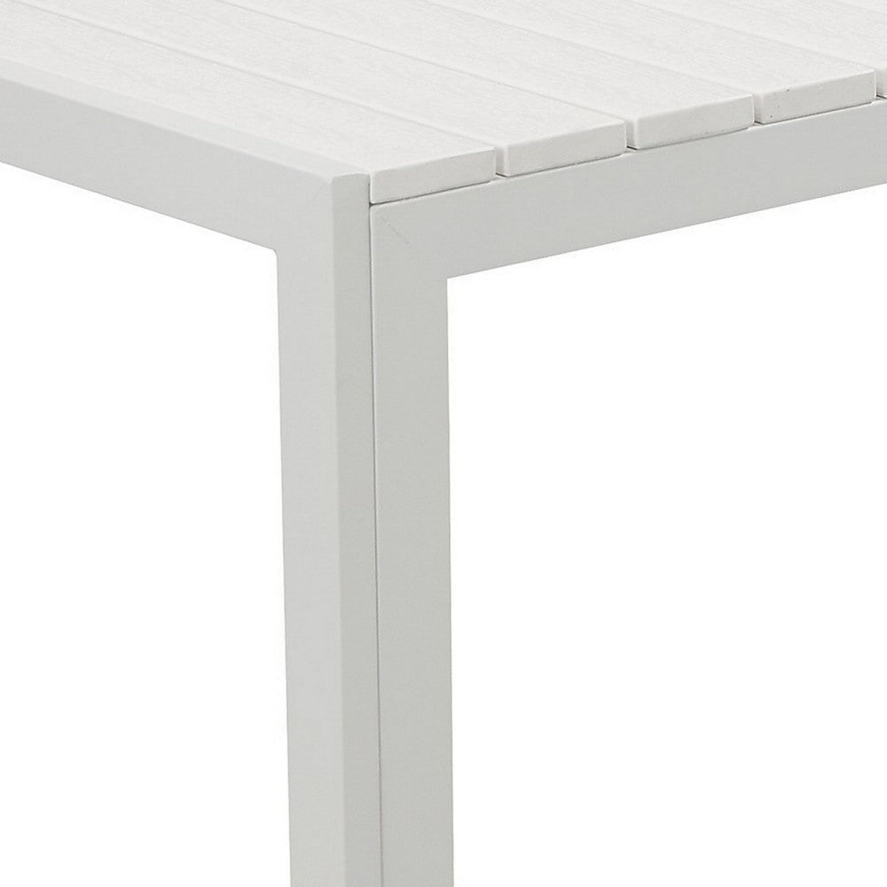 Theo 53 Inch Outdoor Bench White Aluminum Frame Plank Style Seat Surface By Casagear Home BM287720