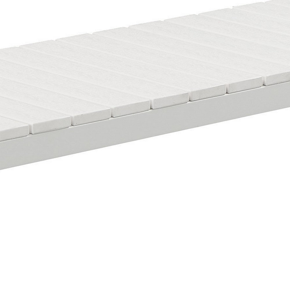 Theo 53 Inch Outdoor Bench White Aluminum Frame Plank Style Seat Surface By Casagear Home BM287720