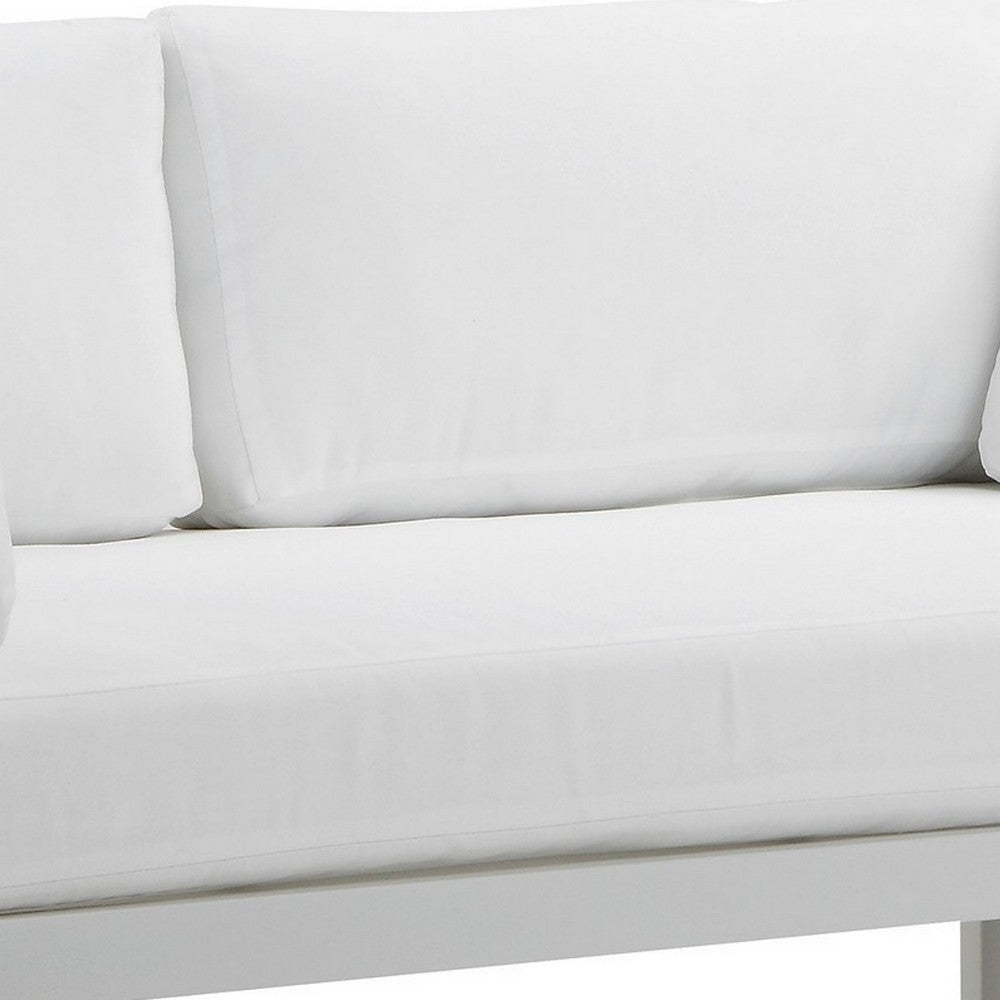 Cilo 65 Inch Outdoor Sofa White Water Resistant Fabric Aluminum Frame By Casagear Home BM287723