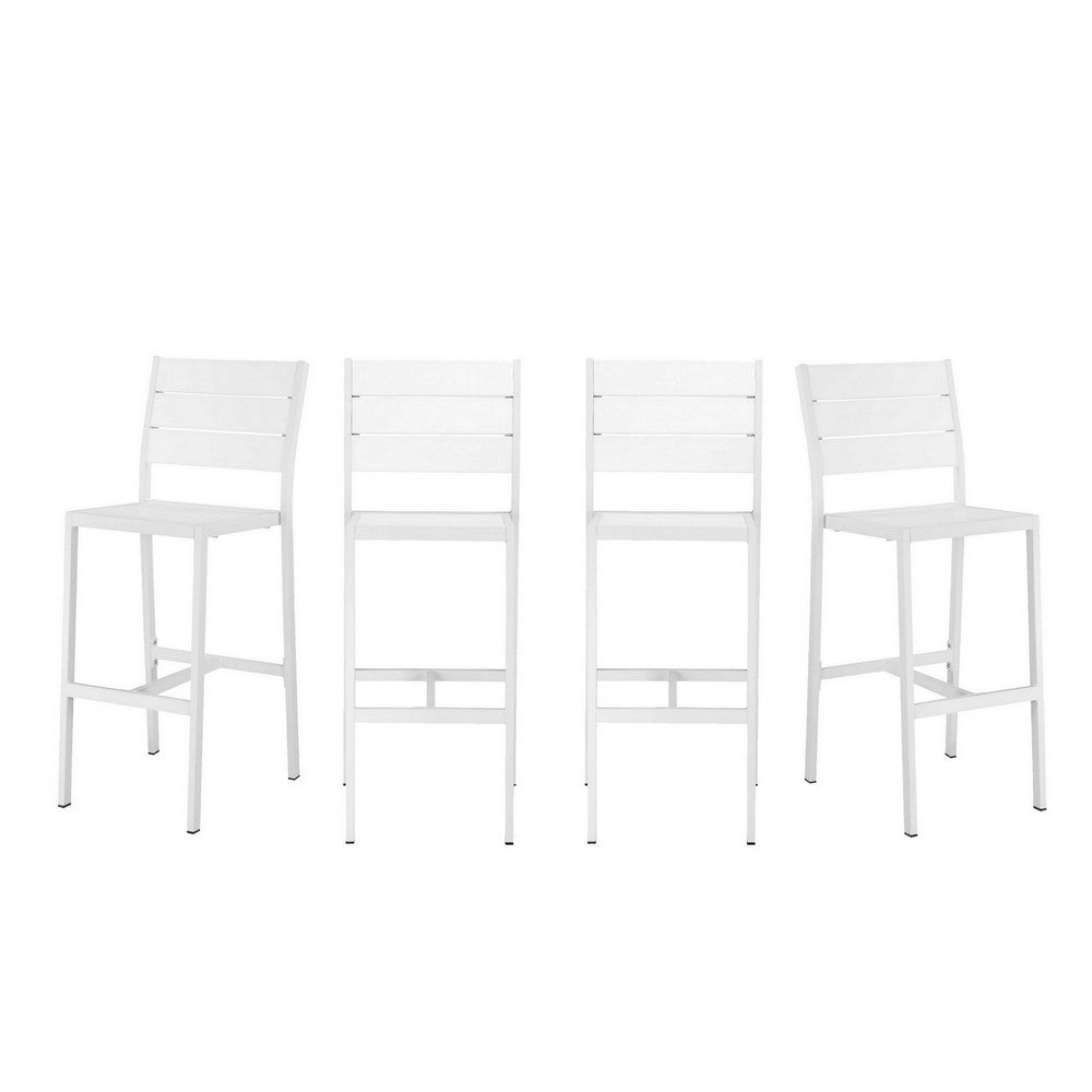 Kylo 18 Inch Set of 4 Bar Height Side Chairs, White Aluminum Metal Frames By Casagear Home